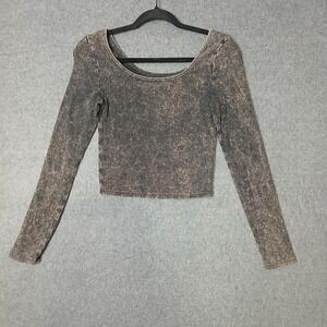 Wild Fable sz S crop grunge punk rocker indie sleaze acid wash ribbed 90s y2k